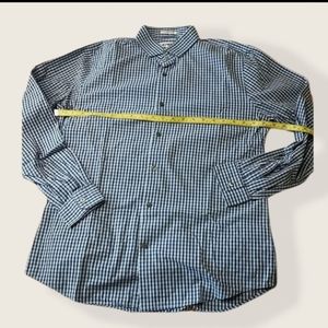 Express Extra Slim Fit Plaid Checkered Blue Shirt Button Down Mens sz L